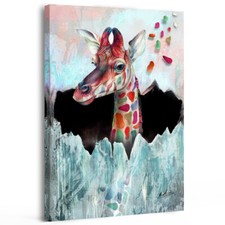 Leinwand Bilder Giraffe Bunt Abstrakt Wandbilder XXL Wohnzimmer Modern 3222c