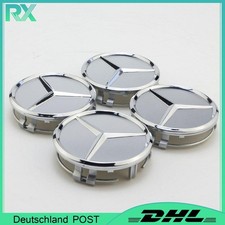 4x 75mm Nabendeckel für Mercedes-Benz Nabenabdeckung Radnabenkappen Silber DE++