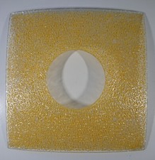 alter nur Lampenschirm Flachglas viereckig 50er Midcentury gelb Kröselglas (1)