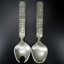 Konge Tinn Salatbesteck Wikinger-Motive Heilag Olav Og Hans Menn Zinn Norway