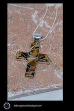 Silber Mosaik Kreuz Anhänger