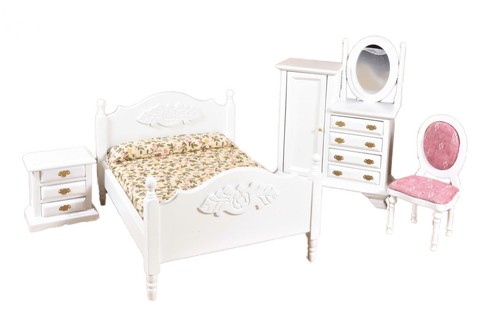 Puppenstube weiß doppelbett - weiß,