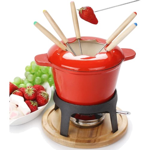 Fondue set keramik gusseisen - set,