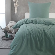 Hochwertige Musselin Bettwäsche Baumwolle 135x200 80x80cm Hellgrün