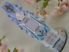 Taufkerze, Taufspruch , Schutzengel , Kreuz, hand geschnitzt, UNIKAT