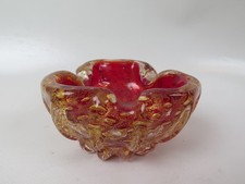 Murano Glas Glasschale Aschenbecher 60/70er Jahre rot gold Luftblasen 10,5 cm B