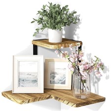 Eckregal Holz, Wandregal, Bücherregal, Metall, Landhausstil, Vollholz, Vintag...