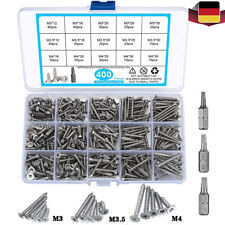 400 Stück M3 M3.5 M4 Blechschrauben Set Edelstahl Torx Senkkopf Blechschraube