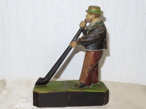 Holzfigur mann mit alphorn - "mann,