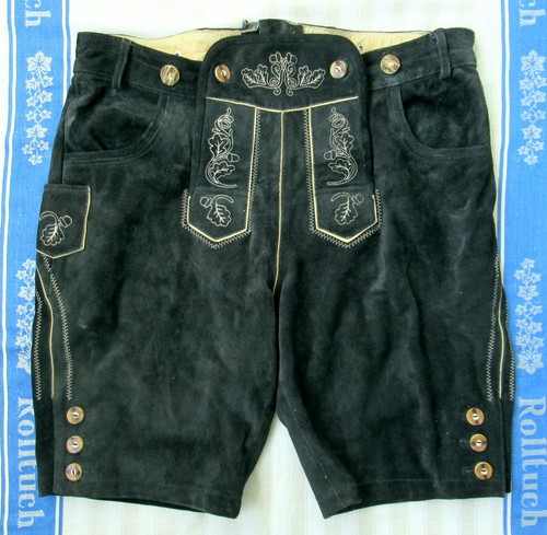 Bestickte schwarze lederhose - schwarze,