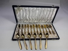 W&S SORENSEN DÄNEMARK 18 Stk MOKKALÖFFEL 830 SILBER VERGOLDET 146g Silberbesteck