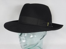 Origi. BORSALINO HUT Qualita Superiore Haarfilz schwarz Fedora Bogart Hat Neu