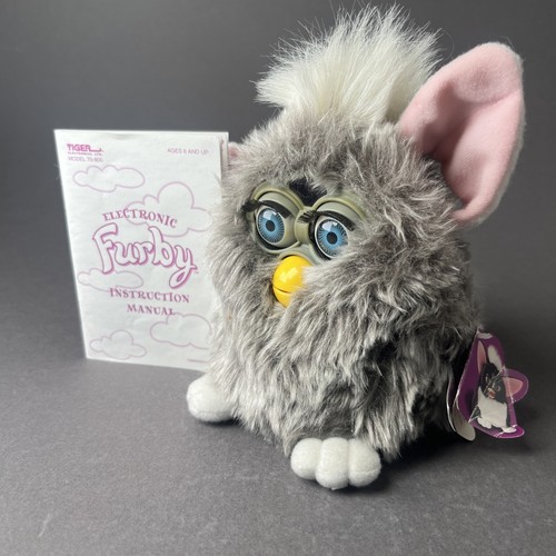 Furby 1998 grey blue eyes - furby,