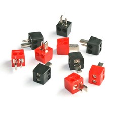 10x Mini-DIN LS-Lautsprecher-Stecker rot / schwarz mit Schrauben / schraubbar 