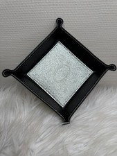Leder Made in Italy Taschenleerer silber schwarz Lederschale Ablageschale