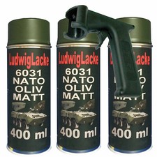 Nato Oliv MATT 3 Spraydosen je 400ml RAL 6031 Profiqualität Lackspr& Haltegriff