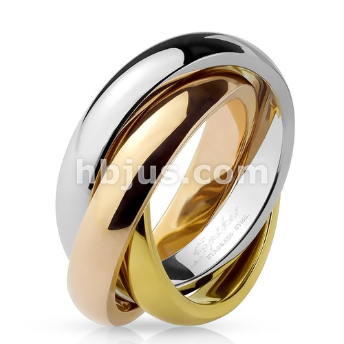 Edelstahl dreifach ring - ring, gold