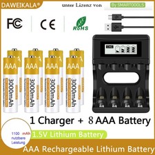 1-8x 1.5V AAA Akku li-ionen