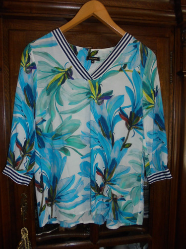 Damenbluse blau bunt - 34, more