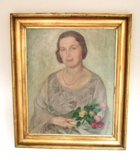 Antikes signiertes Damenporträt von 1922 / Berlin - Öl auf Leinwand - Goldrahmen