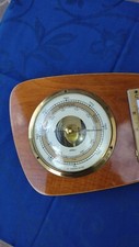 Vintage *Fischer* Wetterstation Barometer + Thermometer Messing Holz Antik