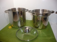 Kochtopf Edelstahl 20 cm 4,5 L  mit Siebeinsatz + Glasdeckel  keine  Induktion