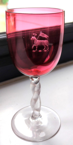 Antiker cranberry glaskelch - cranberry,