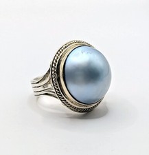 Großer Vintage Designer Ring 925 Silber + Perle RW 54 Art-Nr:1899