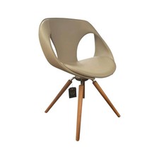 Tonon Stuhl UP Chair Leder 7 Beige 4 Fuß Gestell Nussbaum Drehbar
