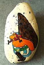 OBELIX Hinkelstein Comicfigur Briefbeschwerer Malerei Unikat sammeln rar selten