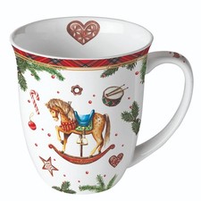 Ambiente Kaffee / Tee große Porzellantasse  400 ml  Schaukelpferd  Weihnachten