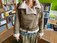 Viktoria Lederjacke Damen Motorrad Stil Lederoptik neu braun Gr L