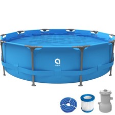Pool Komplettset Gartenpool Aufstellpool Frame Schwimmbad blau rund Pumpe 366x76