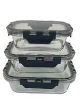 3 Klarglas Ofenfest Schale Lebensmittel Aufbewahrung Behälter Schüssel Luftdicht Deckel 3 Stück