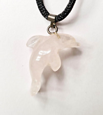 Kette Delfin Delphin Rosenquarz Edelstein Modeschmuck Halskette ungetragen *NEU*