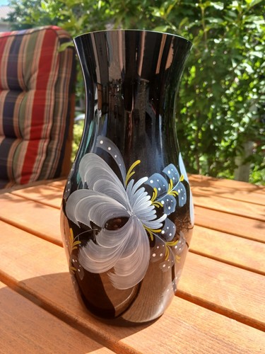 ältere schwarzglas blumenvase - ältere,