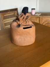 Geldsack aus Ton gebrannt  - Spardose - echte Handarbeit H 13cm D 12cm NP Eur 35