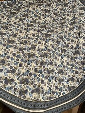 Tischdecke 180cm rund Baumwolle bedruckt indisches Rosenmotiv blau