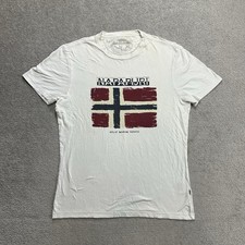NAPAPIJRI Herren T Shirt Kurzarm Gr S Regular Fit Logo Classic Retro Weiß 8501