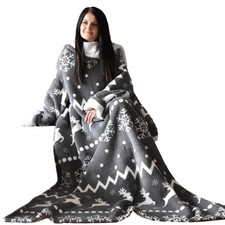  Sherpa Decke mit Ärmeln - 200x150cm Kuscheldecke mit Ärmeln - Blanket Hoodie