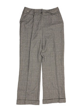 AE ELEGANCE PARIS Hose Damen 38 Grau Kariert Wollmischung Stoffhose gerades Bein