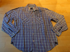 Peckott Herren Hemd Gr. L 41 Trachtenhemd Lila blau kariert langarm 