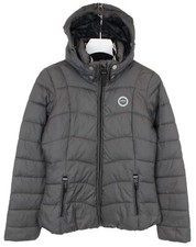 Gaastra Davy Jones Pinstripe Jacke Damen M Grau Kapuze Gesteppt