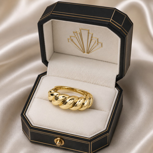 Gold twist twirl stapelring - twirl,