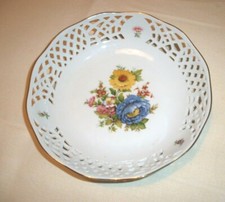 Zierteller/ Schall Blumenmalerei - Goldrand - Porzellan Vitrinen Stück - wie Neu