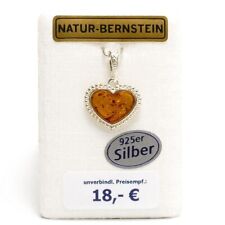 100% Naturbernstein Bernstein Herz Anhänger Kettenanhänger 925er Silber 90106c