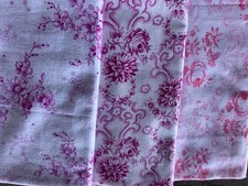 Konvolut 3 Stoffstücke, je 50x70 cm, Bauernbettwäsche, Antik, Vintage, pink-rosa