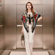 Bandana Sommer Halstuch Seidentuch Schal Tuch 90x90cm Business Style Grün Damen