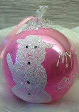 Große Christbaumkugel-rosa-10 cm--My first Christmas--Kugel--Baumschmuck--Baby