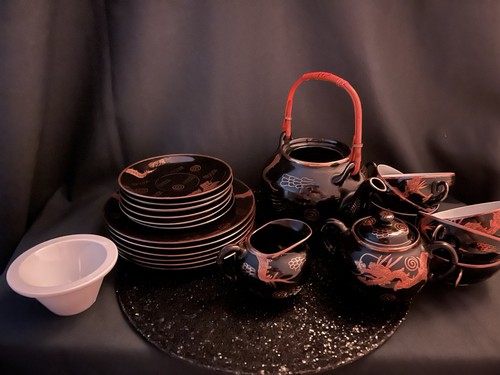 Asiatisches teeservice schwarz - asiatisches,